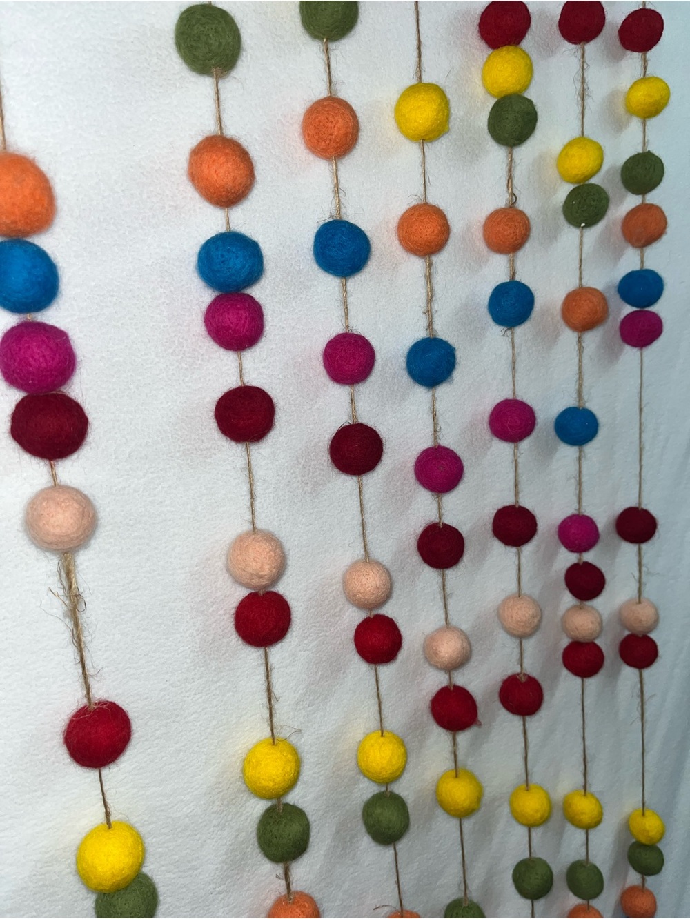 Multicolor Felt Holiday Ball Garland in Rainbow Colors - 7 Strands!